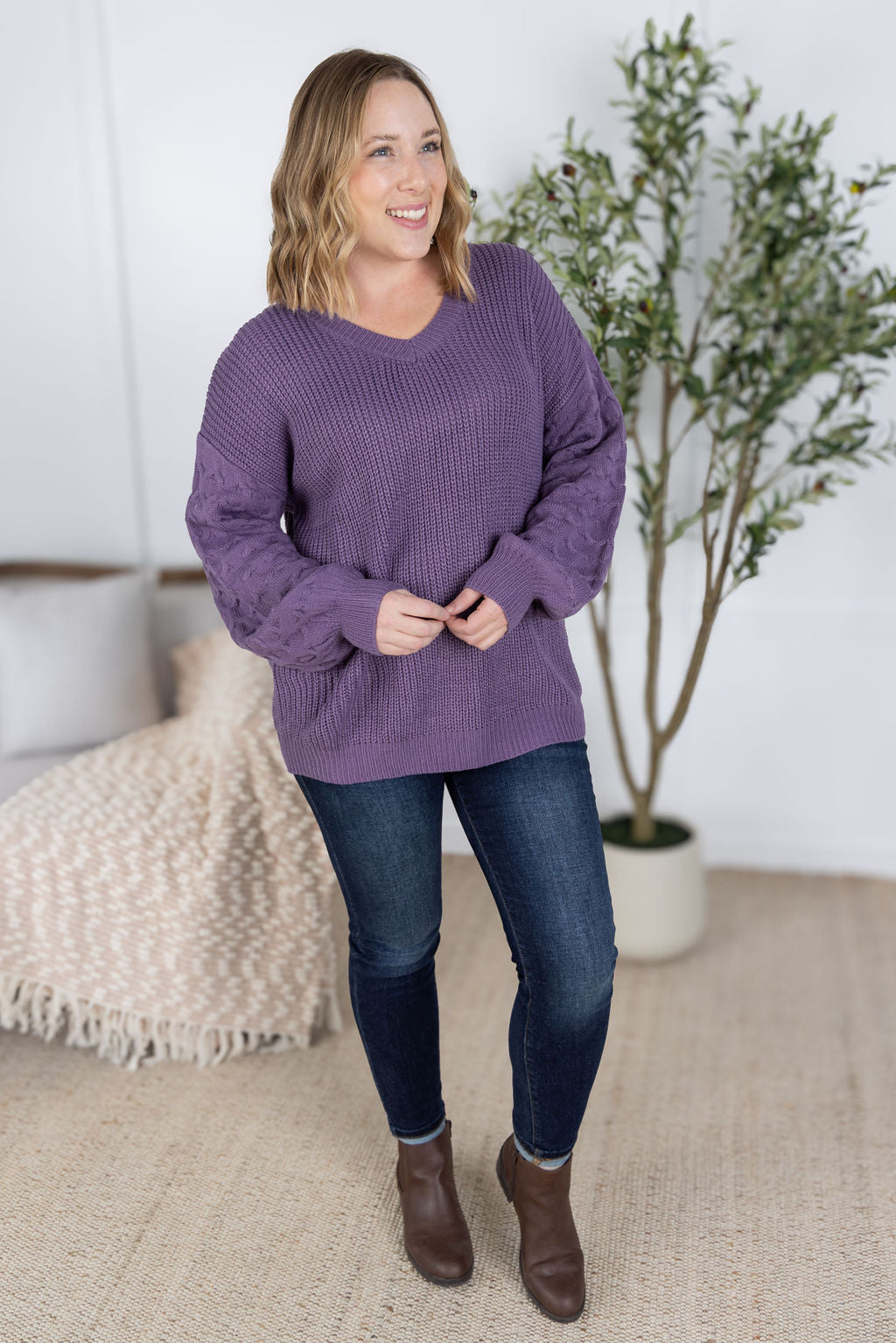 Talina Textured Sweater - Purple